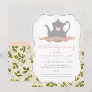 Shabby Chic Birthday Tea Party Invitation Kaart