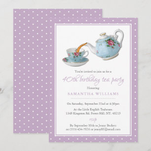 Shabby Chic Birthday Tea Party Kaart