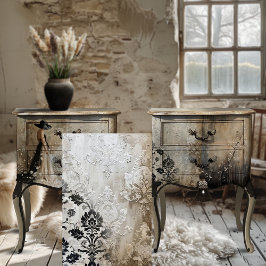 Shabby Chic Black & Beige Verhoogde Demask Achterg Tissuepapier