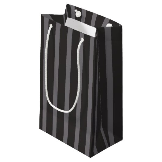 Shabby Chic Black Grey Stripes Pattern Klein Cadeauzakje (Voorkant Gekanteld)