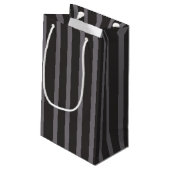 Shabby Chic Black Grey Stripes Pattern Klein Cadeauzakje (Achterkant Gekanteld)