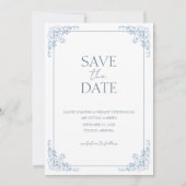 Shabby Chic Blauw en Wit Minimal Save the Date Kaart (Voorkant)