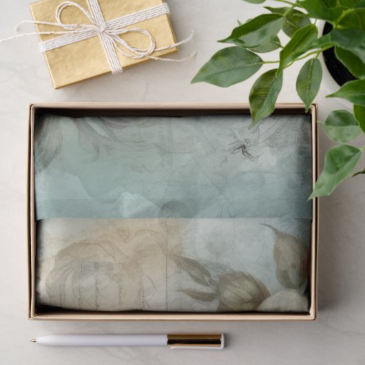 Shabby Chic Blauw  Geïnspireerd Bloemen Decoupage Tissuepapier (Geschenk)