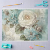 Shabby Chic Blauw Geïnspireerd Bloemen Decoupage Tissuepapier (Craft)