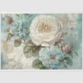 Shabby Chic Blauw Geïnspireerd Bloemen Decoupage Tissuepapier (Voorkant)