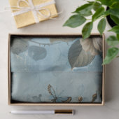Shabby chic blauw vlinder & rozen tissue papier (Geschenk)