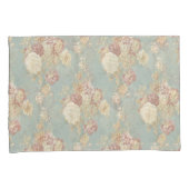 Shabby Chic Blauw Wit en Geel Bloemen Kussensloop (Voorkant-Rechts)