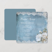 Shabby Chic Blauwe Bloem Bruidsfeest Kaart (Voorkant / Achterkant)