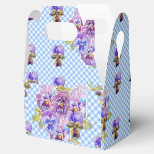 Shabby Chic Blauwe Geruite Viooltjes Bruidsbloem T Bedankdoosjes (Geopend)