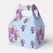 Shabby Chic Blauwe Gingham Viooltje Bruiloft Bloem Bedankdoosjes (Achterkant)