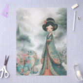 Shabby Chic Blauwgroen Bloemen Geisha Craft Tissuepapier (Craft)