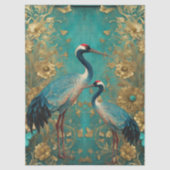 Shabby Chic Blauwgroen Bloemenkraan Craft Tissuepapier (Voorkant)