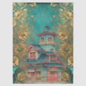 Shabby Chic Blauwgroen Floral Pagoda Craft Tissuepapier (Voorkant)