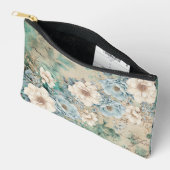 Shabby Chic Blauwgroen Pastel Bloemen Make-up Bag Etui (Open)