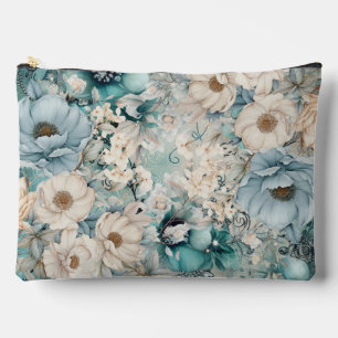 Shabby Chic Blauwgroen Pastel Bloemen Make-up Bag Etui