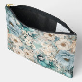 Shabby Chic Blauwgroen Pastel Bloemen Make-up Bag Etui (Open)