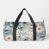 Shabby Chic Blauwgroen Pastel Floral Duffle Bag Plunjezak (Achterkant)