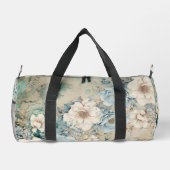Shabby Chic Blauwgroen Pastel Floral Duffle Bag Plunjezak (Achterkant)
