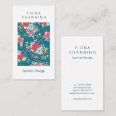 Shabby Chic Blauwgroen & Roze Rozenpatroon Visitekaartje (Voorkant / Achterkant)