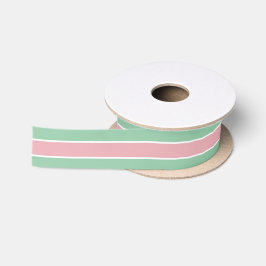 Shabby Chic Blauwgroen & Roze Striped Satijnen Lint