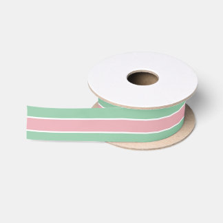 Shabby Chic Blauwgroen & Roze Striped Satijnen Lint