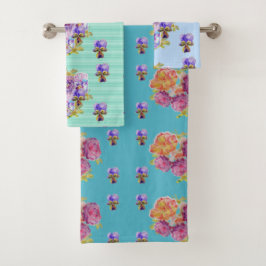 Shabby Chic Blauwgroen Rozen Florentijns Handdoeks Bad Handdoek