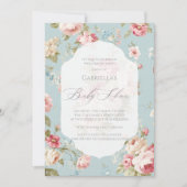 Shabby Chic bloemen Baby shower Kaart (Voorkant)