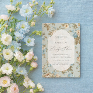 Shabby Chic bloemen Baby shower Kaart