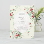Shabby chic bloemen bruiloft kaart (Staand voorkant)