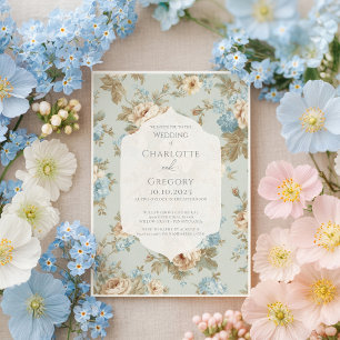 Shabby Chic bloemen bruiloft Kaart