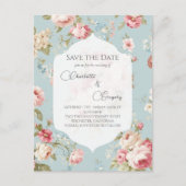 Shabby Chic bloemen bruiloft Save the Date Aankondigingskaart (Voorkant)