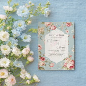 Shabby Chic bloemen bruiloft Save the Date Aankondigingskaart