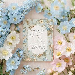 Shabby Chic bloemen bruiloft Save the Date Aankondigingskaart
