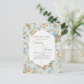 Shabby Chic bloemen bruiloft Save the Date Aankondigingskaart (Staand voorkant)