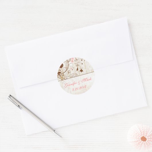  Shabby Chic Bloemen Bruiloft Sticker (Envelop)