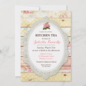 Shabby Chic Bloemen Houten Keuken Thee Uitnodiging (Voorkant)