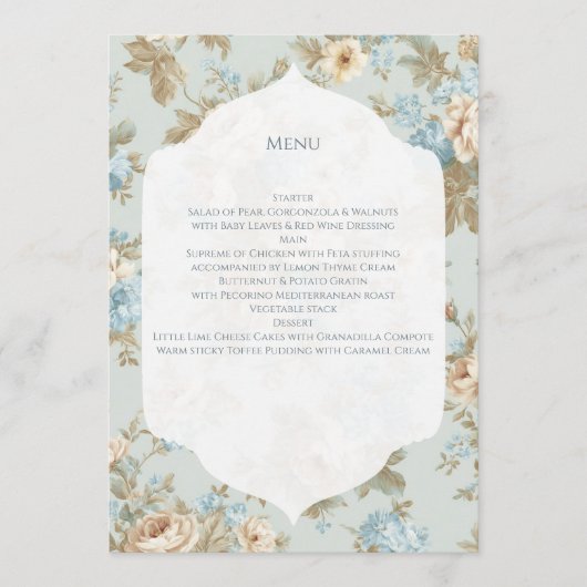 Shabby Chic bloemen Menu (Voorkant)