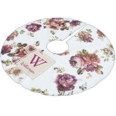 Shabby Chic Bloemen op Wit - Gepersonaliseerd Kerstboom Rok (Gekanteld)