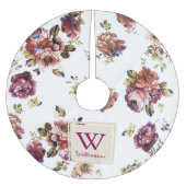 Shabby Chic Bloemen op Wit - Gepersonaliseerd Kerstboom Rok (Voorkant)