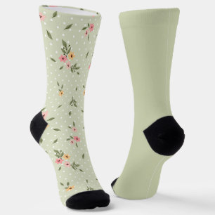 Shabby Chic Bloemen Pastel Groen Odd mismatch Sokk Sokken