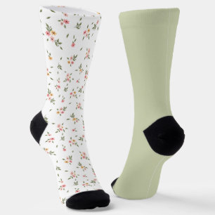 Shabby Chic Bloemen Pastel Groen Odd mismatch Sokk Sokken