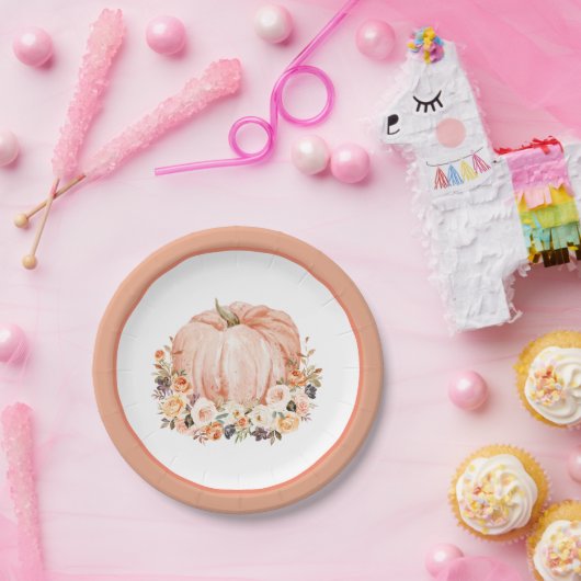 Shabby Chic Bloemen Pompoen Papier Borden Papieren Bordje (Feest)