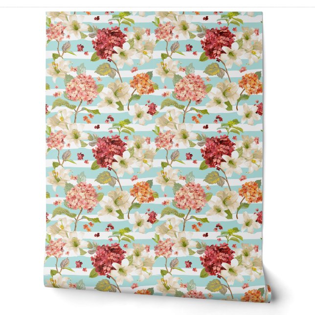 Shabby Chic Bloemen Print Patroon Behang (Afrollen)