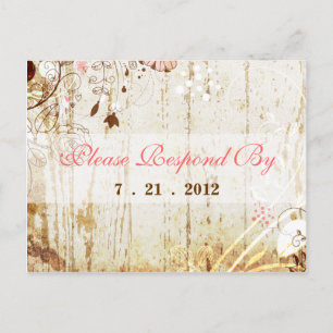 Shabby Chic Bloemen Receptie Briefkaart