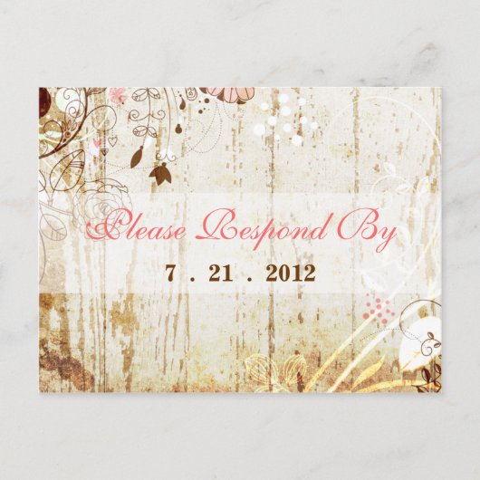Shabby Chic Bloemen Receptie Briefkaart (Voorkant)