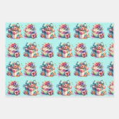 Shabby Chic Bloemen Roze en Blauw Verjaardag Inpakpapier Vel (Voorkant 3)