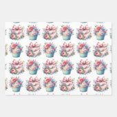 Shabby Chic Bloemen Roze en Blauw Verjaardag Inpakpapier Vel (Voorkant 2)