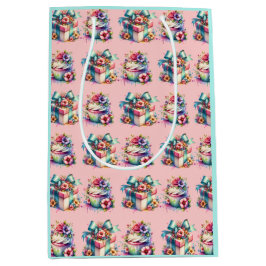 Shabby Chic Bloemen Roze en Blauw Verjaardag Medium Cadeauzakje