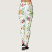 Shabby Chic Bloemen Roze Geel Rood Paars Bloemen Leggings (Achterkant)