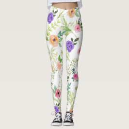 Shabby Chic Bloemen Roze Geel Rood Paars Bloemen Leggings